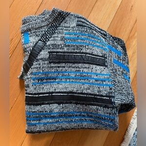 PLAYBOY Gray and Blue Striped Sweater